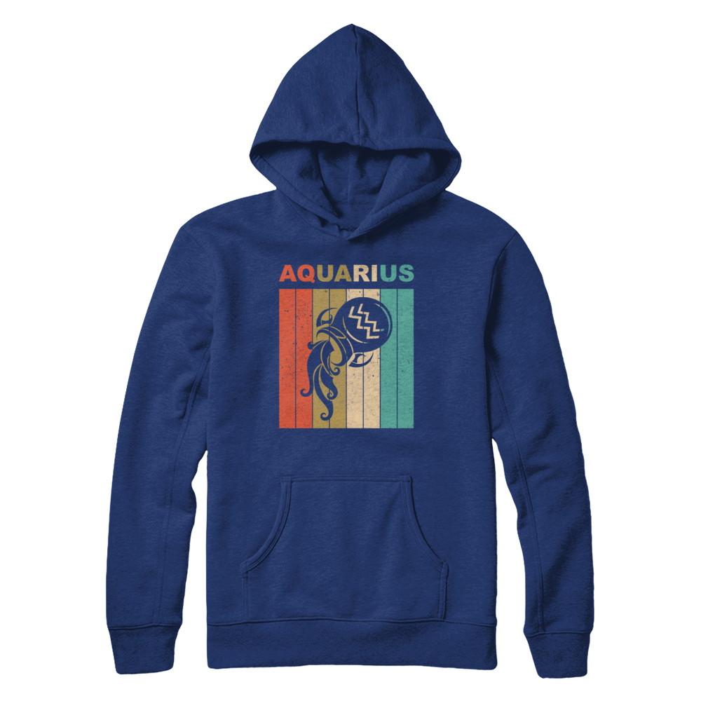 Vintage Aquarius Zodiac January February Birthday Gift-T-Shirt & Hoodie-Pullover Hoodie-Deep Royal