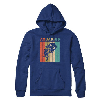Vintage Aquarius Zodiac January February Birthday Gift-T-Shirt & Hoodie-Pullover Hoodie-Deep Royal