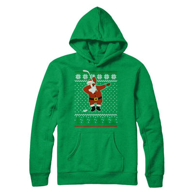 Dabbing Santa Hockey Ugly Sweater Christmas-T-Shirt & Sweatshirt-Pullover Hoodie-Irish Green