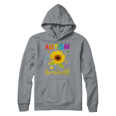 Autism Awareness Puzzle Sunflower-T-Shirt & Hoodie-Pullover Hoodie-Light Steel
