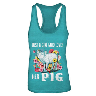 Just A Girl Who Loves Her Pig-T-Shirt & Tank Top-Women's Ideal Racerback Tank-Tahiti Blue