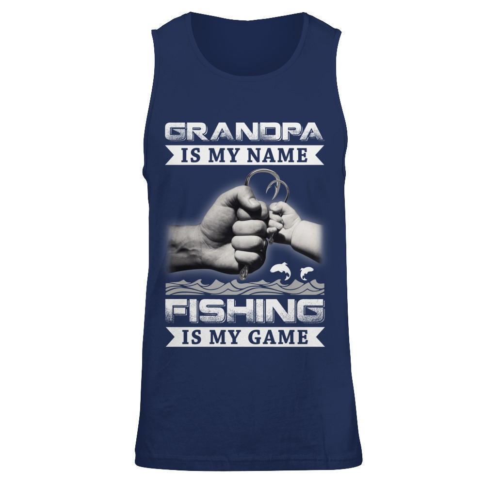 Grandpa Is My Name Fishing Is My Game-T-Shirt & Hoodie-Unisex Tank-Navy