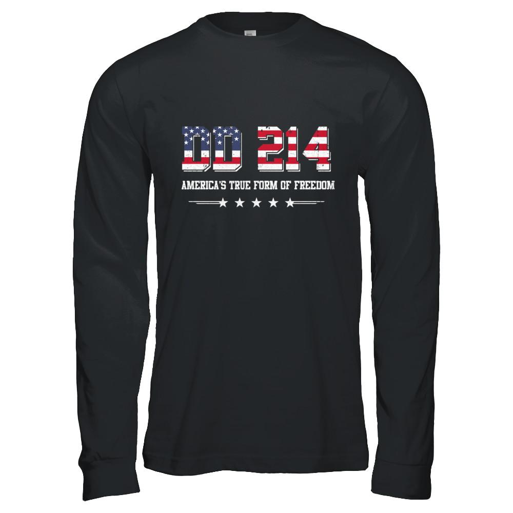Dd-214 America's True Form Of Freedom Veteran-T-Shirt & Hoodie-Long Sleeve T-Shirt-Black