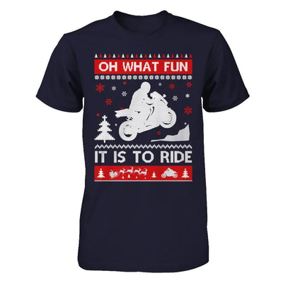 Motorbike Sweater Christmas Oh What Fun It Is To Ride-T-Shirt & Hoodie-Premium T-Shirt-Midnight Navy