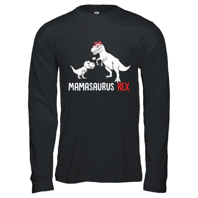 Mama Saurus Mamasaurus T-Rex Dinosaur Gift For Mom-T-Shirt & Hoodie-Long Sleeve T-Shirt-Black