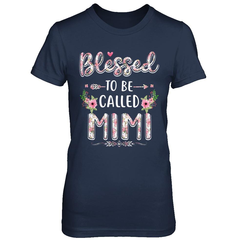 Funny Grandma Gifts Blessed To Be Called Mimi-T-Shirt & Hoodie-Women's T-Shirt-Navy
