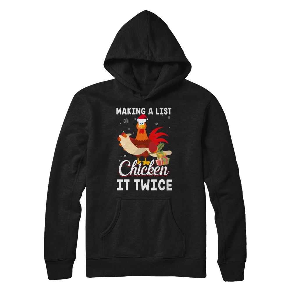 Chicken It Twice Funny Chicken Christmas-T-Shirt & Sweatshirt-Pullover Hoodie-Black