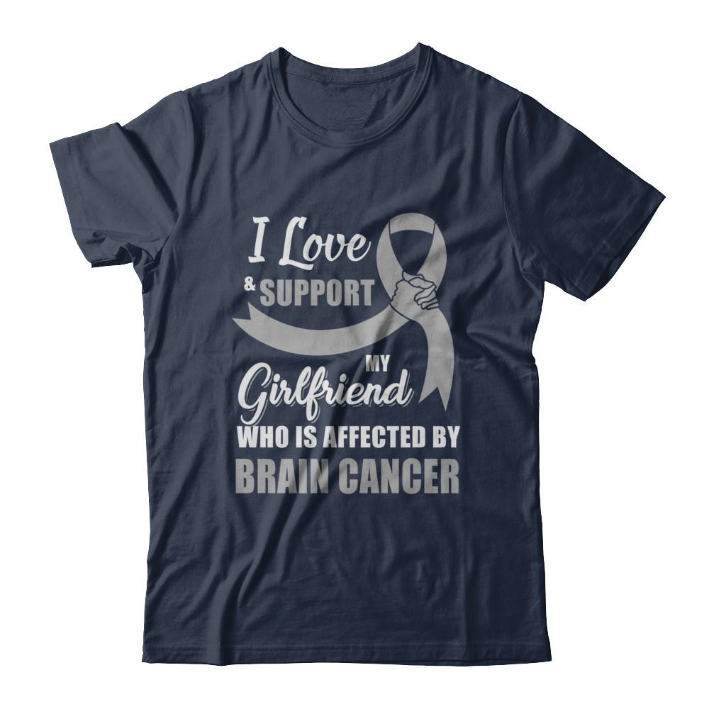 Brain Cancer Awareness Support Grey Girlfriend Boyfriend-T-Shirt & Hoodie-Classic T-Shirt-Navy