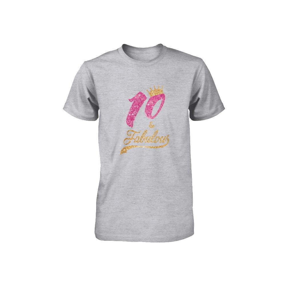 10Th And Fabulous Ten Birthday Youth-Youth Shirt-Youth T-Shirt-Athletic Heather