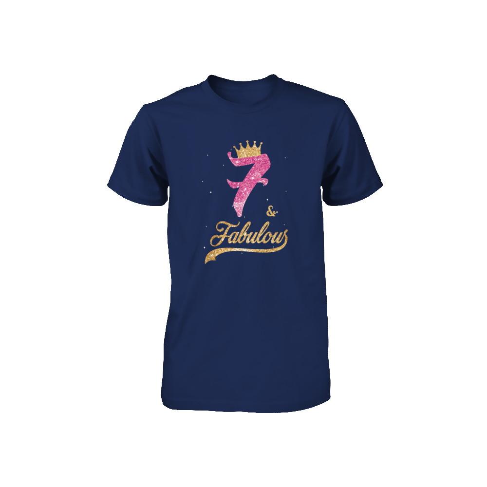 7Th And Fabulous Seven Birthday Youth-Youth Shirt-Youth T-Shirt-Navy