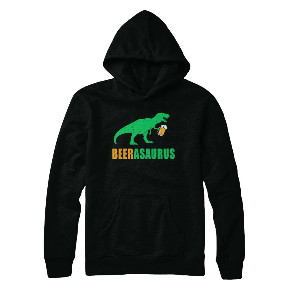 Beerasaurus Funny International Beer Day Dinosaur Gift-T-Shirt & Hoodie-Pullover Hoodie-Black