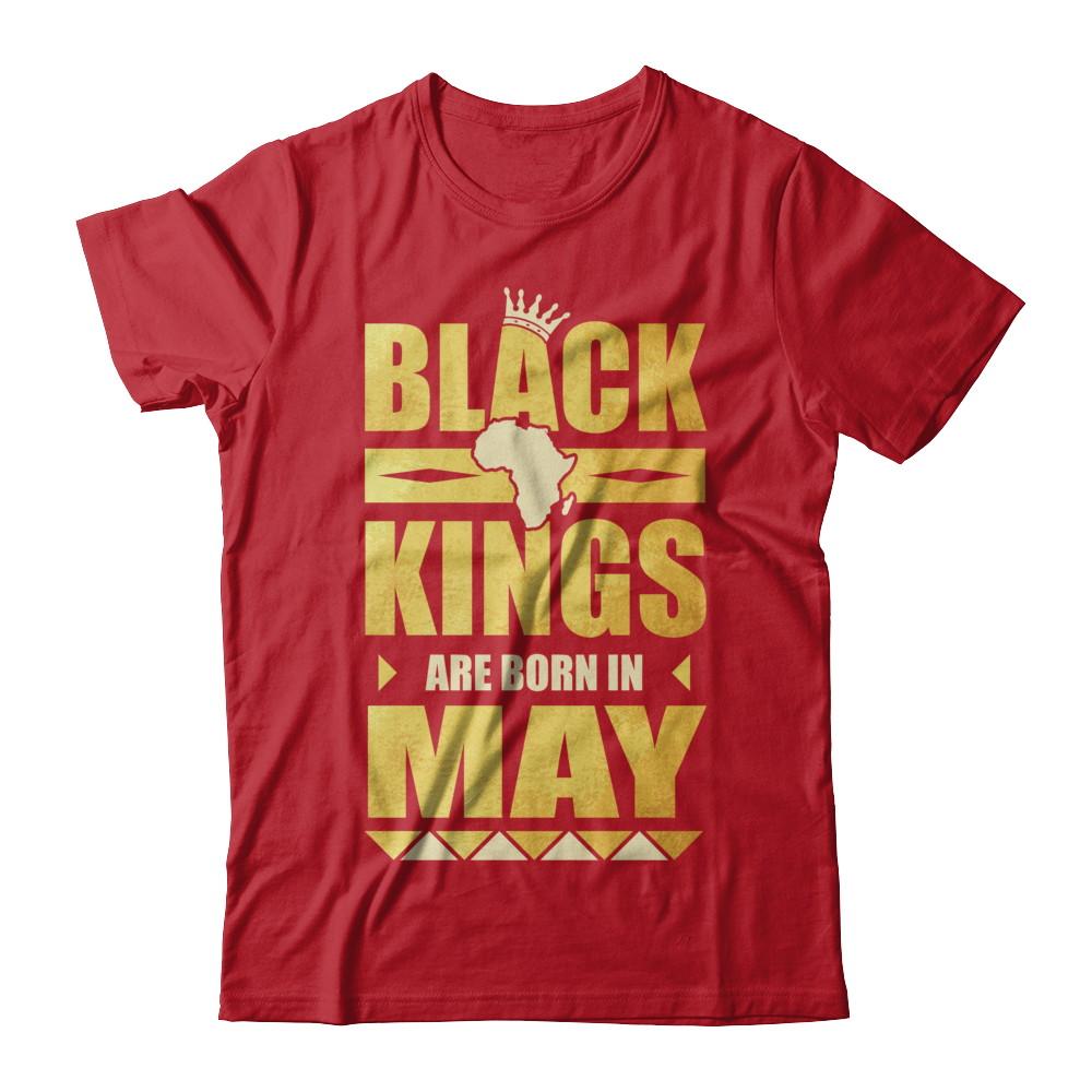 Black Kings Are Born In May Birthday-T-Shirt & Hoodie-Classic T-Shirt-Red