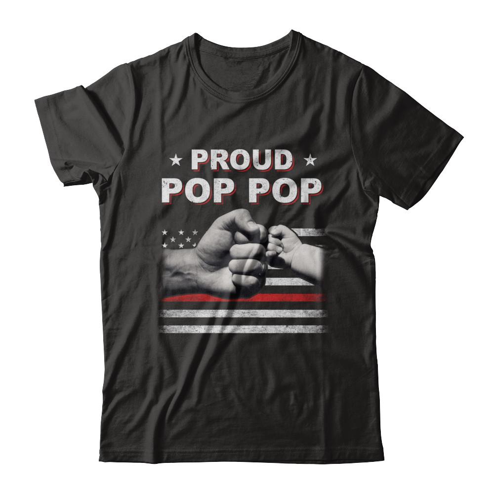 Proud Pop Pop Fireman Firefighter Thin Red Line Flag Fathers Day