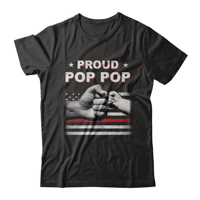 Proud Pop Pop Fireman Firefighter Thin Red Line Flag Fathers Day-T-Shirt & Hoodie-Classic T-Shirt-Black