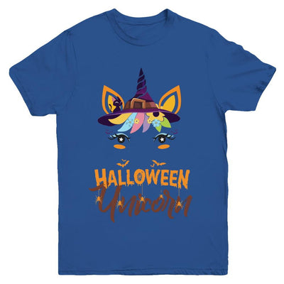 Halloween Costume Unicorn Witch Bats Youth-Youth Shirt-Youth T-Shirt-Royal