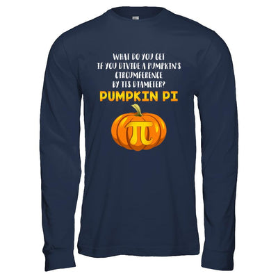 Math Teacher Funny Halloween Pumpkin Pi-T-Shirt & Hoodie-Long Sleeve T-Shirt-Navy