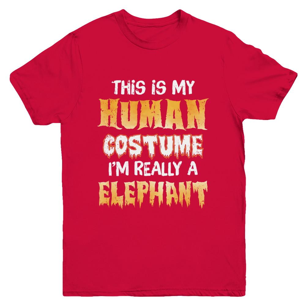 This Is My Human Costume Elephant Halloween Youth-Youth Shirt-Youth T-Shirt-Red