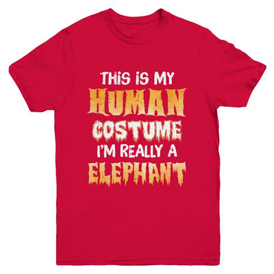 This Is My Human Costume Elephant Halloween Youth-Youth Shirt-Youth T-Shirt-Red