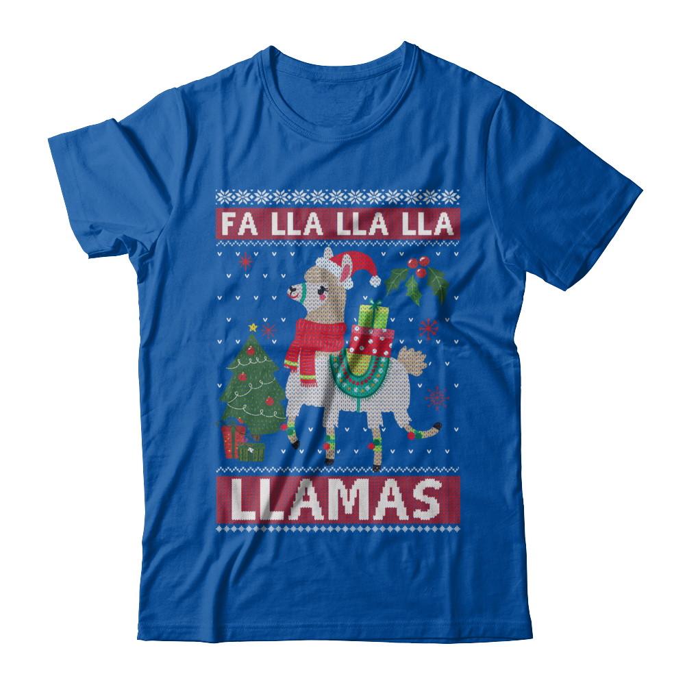 Fa Lla Lla Llama Christmas Singing Cute Ugly Sweater-T-Shirt & Sweatshirt-Premium T-Shirt-Royal