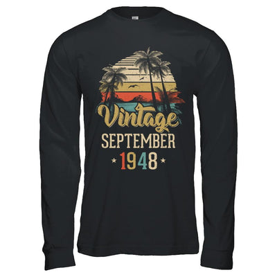 Retro Classic Vintage September 1948 73th Birthday Gift-T-Shirt & Hoodie-Long Sleeve T-Shirt-Black