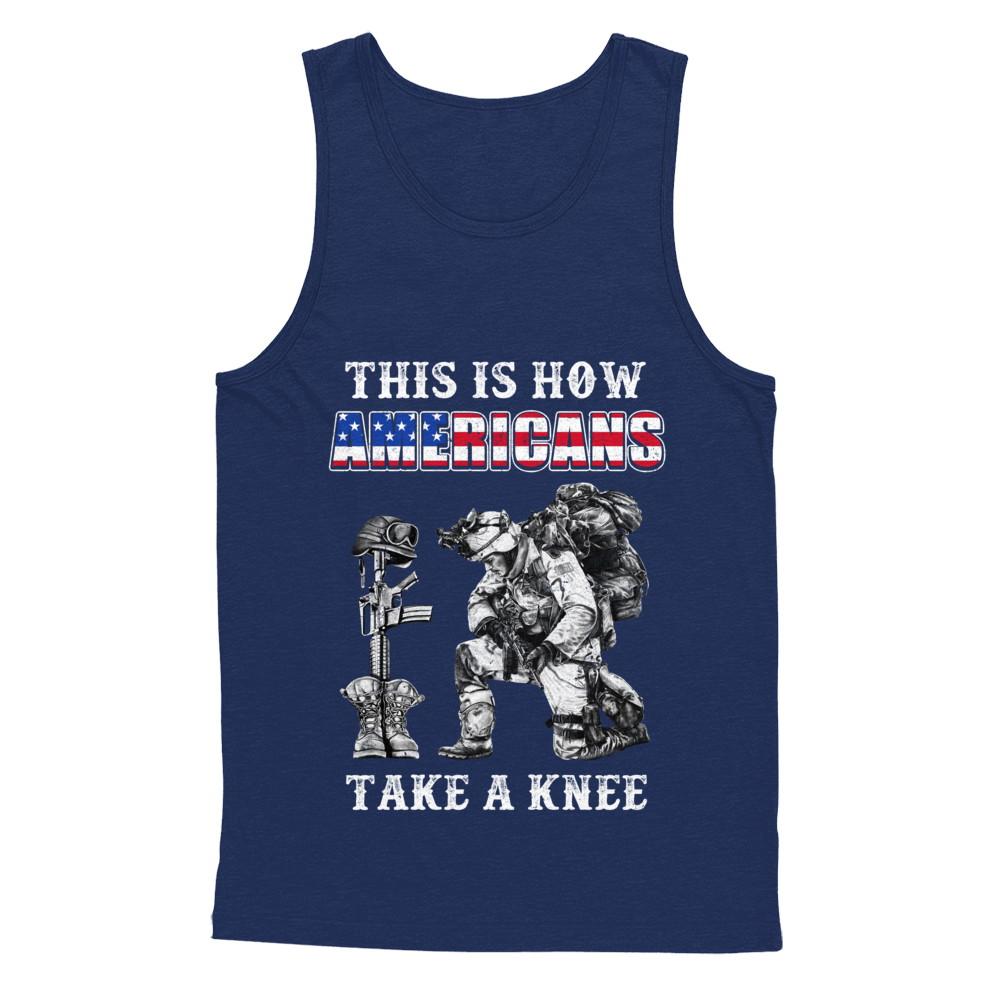 Veteran This Is How Americans Take A Kneel-T-Shirt & Hoodie-Unisex Tank-Navy