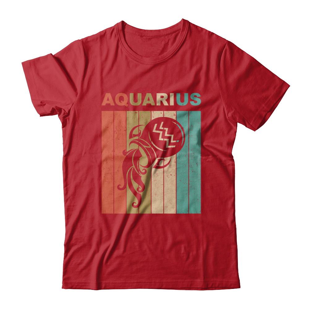 Vintage Aquarius Zodiac January February Birthday Gift-T-Shirt & Hoodie-Classic T-Shirt-Red