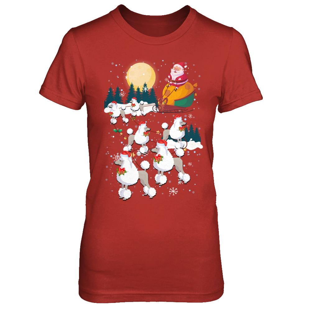 Dog Reindeer Poodle Christmas Gift-T-Shirt & Sweatshirt-Women's T-Shirt-Red