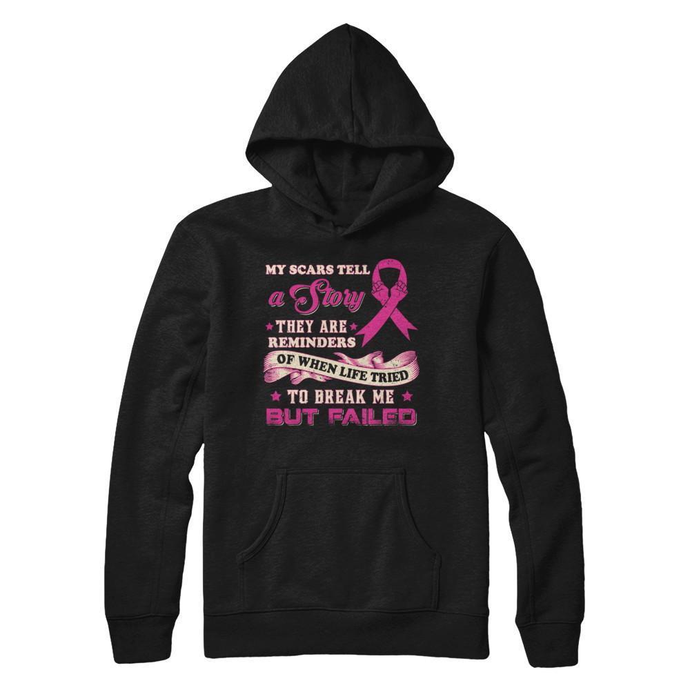 My Scars Tell A Story Breast Cancer Awareness-T-Shirt & Sweatshirt-Pullover Hoodie-Black
