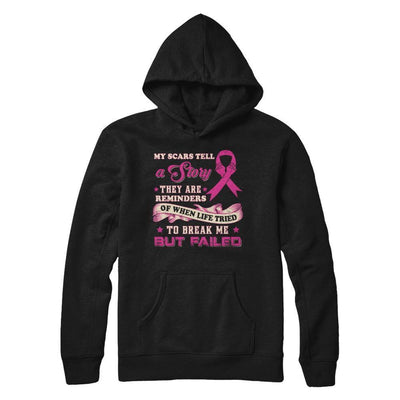 My Scars Tell A Story Breast Cancer Awareness-T-Shirt & Sweatshirt-Pullover Hoodie-Black