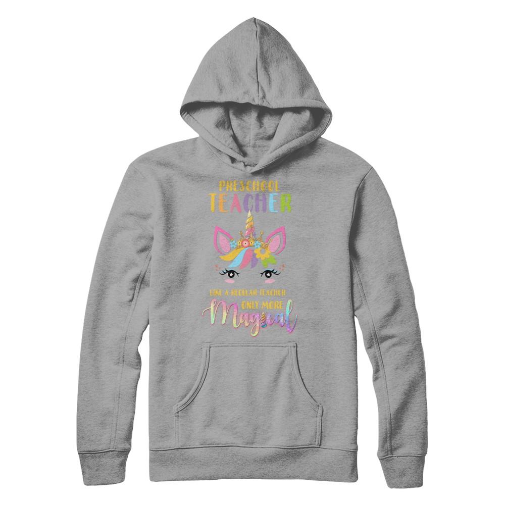 Preschool Teacher Cute Magical Unicorn Gift-T-Shirt & Hoodie-Pullover Hoodie-Light Steel