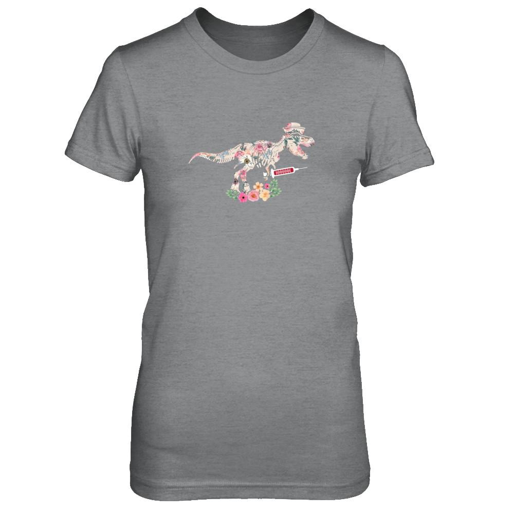 Nursing Nurse Saurus Dinosaur T-Rex-T-Shirt & Tank Top-Women's T-Shirt-Sport Grey