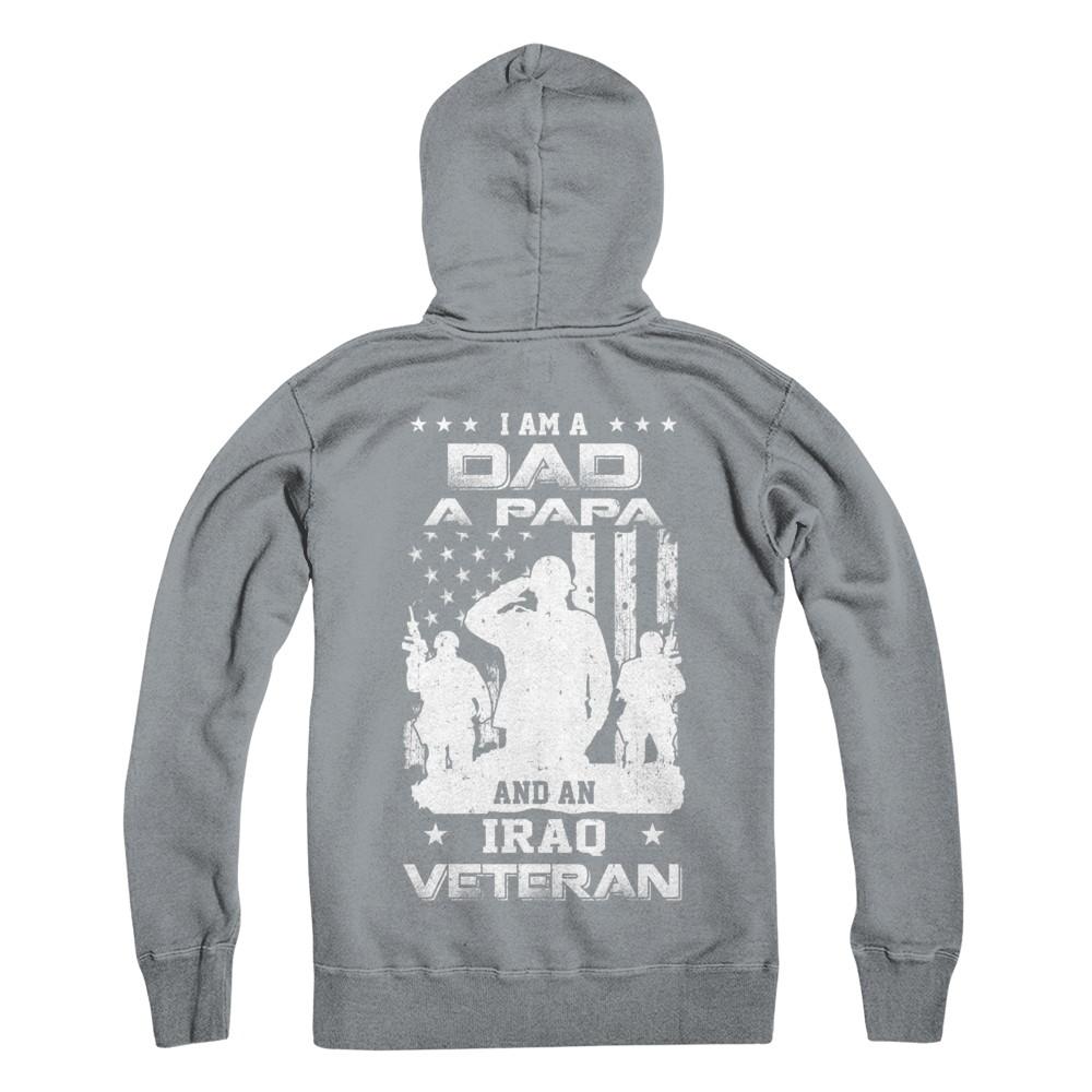 I'm A Dad A Papa And An Iraq Veteran-T-Shirt & Hoodie-Hanes - Heavyweight Pullover Hoodie-Light Steel
