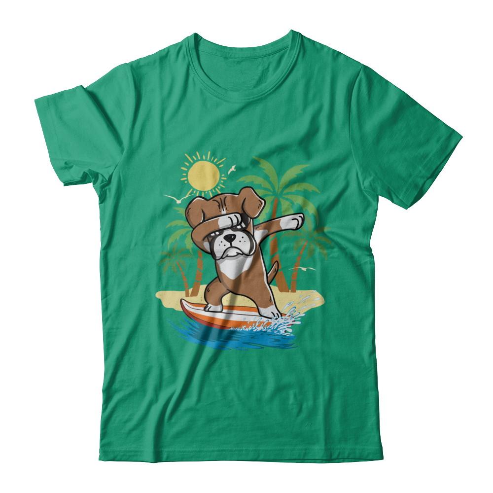 Summer Vacation Dabbing Boxer Surfing Surfboard Gift-T-Shirt & Hoodie-Classic T-Shirt-Kelly Green