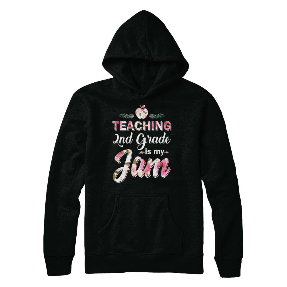 Teaching 2nd Grade Is My Jam Back To School Teacher-T-Shirt & Hoodie-Pullover Hoodie-Black