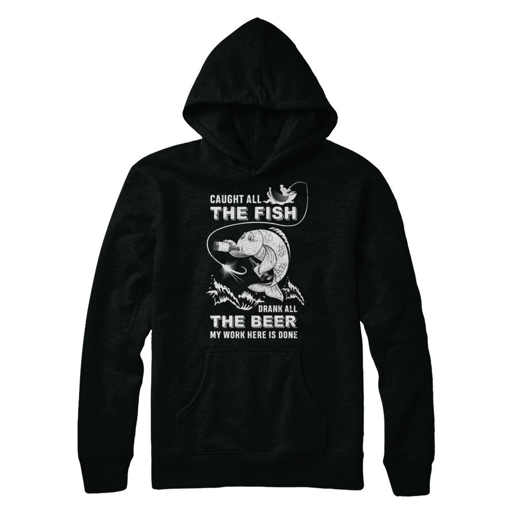 Caught All The Fish Drank All The Beer Dad Fishing-T-Shirt & Hoodie-Pullover Hoodie-Black