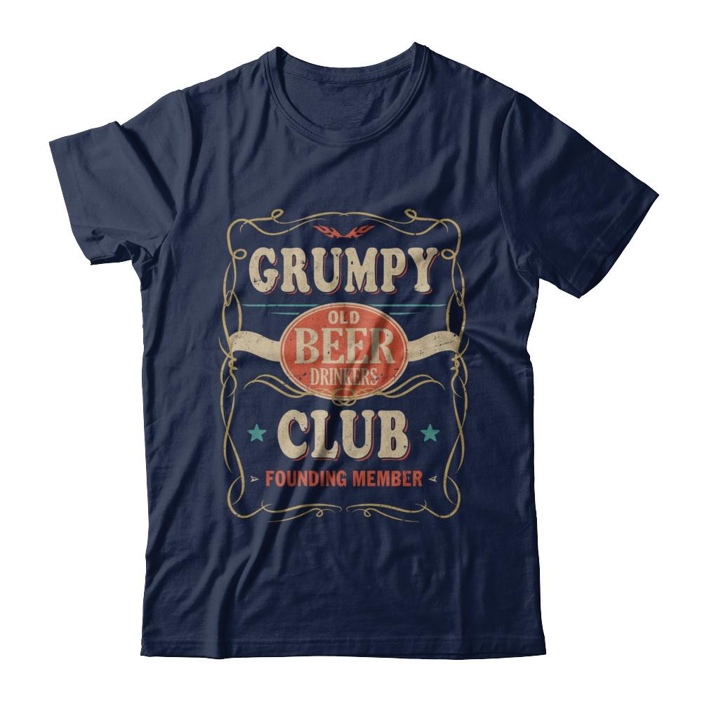 Grumpy Old Beer Drinkers Club Founding Member Fathers Day-T-Shirt & Hoodie-Classic T-Shirt-Navy