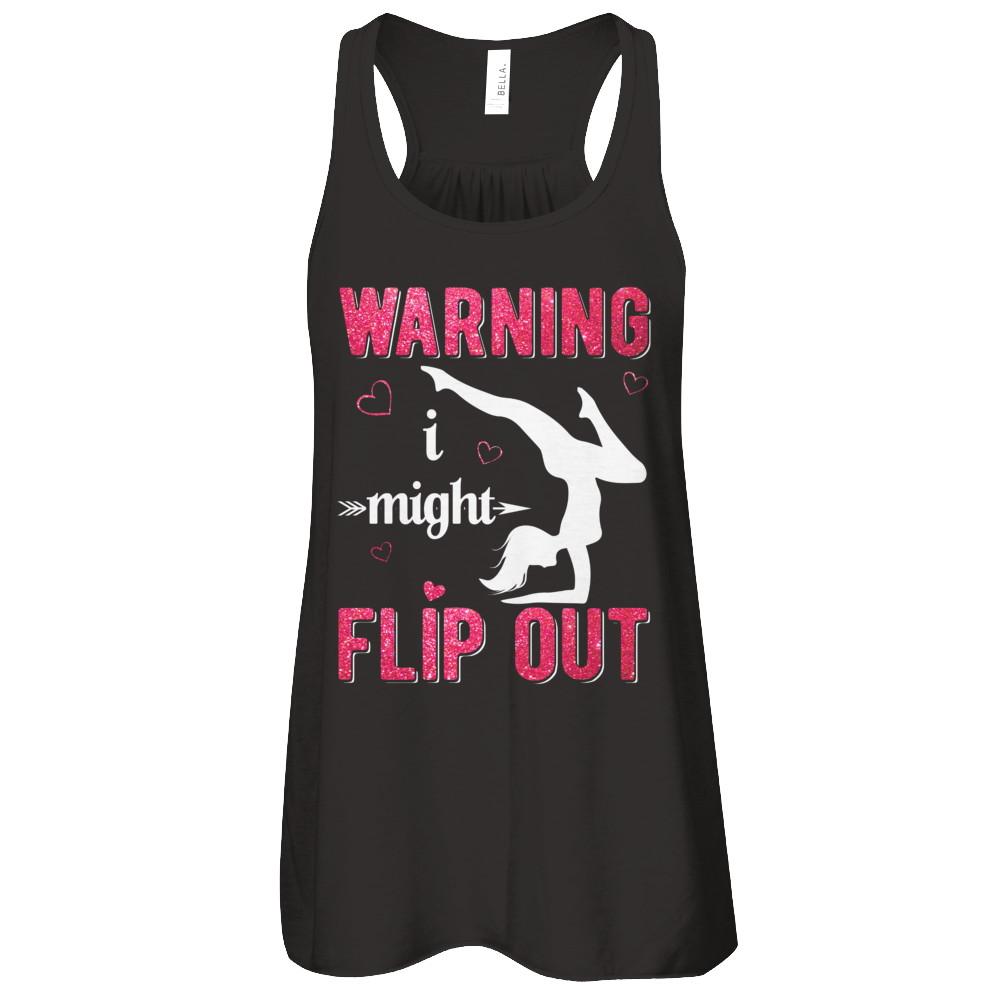 Warning I Might Flip Out Gymnast-T-Shirt & Tank Top-Women's Flowy Racerback Tank-Black