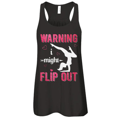 Warning I Might Flip Out Gymnast-T-Shirt & Tank Top-Women's Flowy Racerback Tank-Black