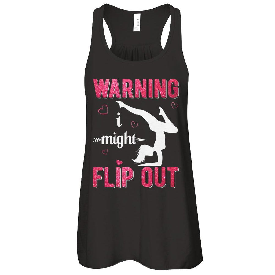 Warning I Might Flip Out Gymnast-T-Shirt & Tank Top-Women's Flowy Racerback Tank-Black