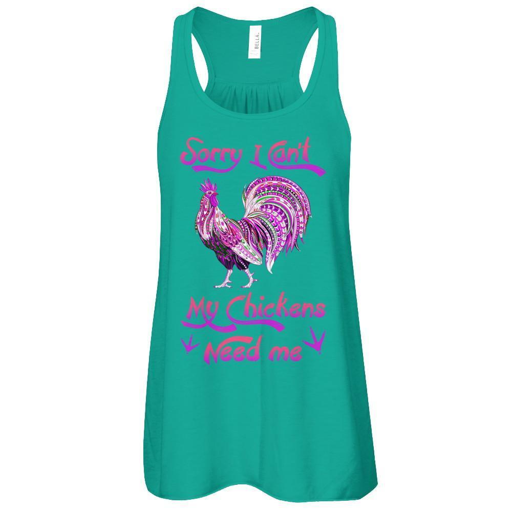 Rise Castle Sorry I Cant My Chickens Need Me-T-Shirt & Tank Top-Women's Flowy Racerback Tank-Kelly