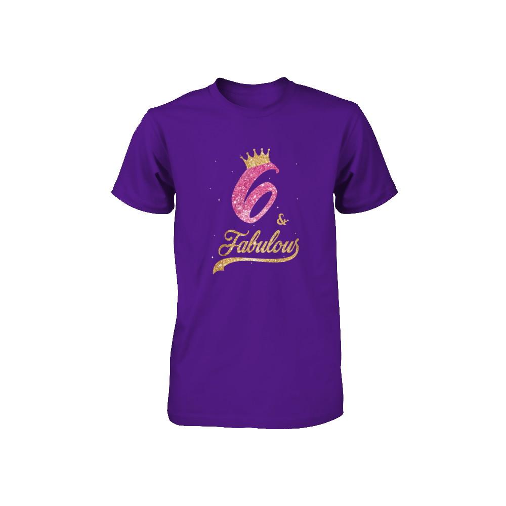 6Th And Fabulous Six Birthday Youth-Youth Shirt-Youth T-Shirt-Team Purple