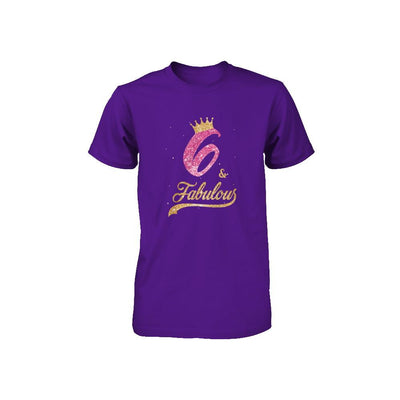 6Th And Fabulous Six Birthday Youth-Youth Shirt-Youth T-Shirt-Team Purple