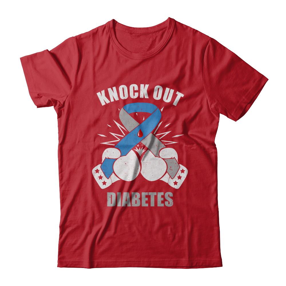 Boxing Knock Out Diabetes Awareness Support-T-Shirt & Hoodie-Classic T-Shirt-Red