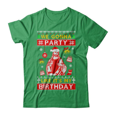 We Gonna Party Like It's My Birthday Jesus Sweater Christmas-T-Shirt & Sweatshirt-Premium T-Shirt-Kelly Green