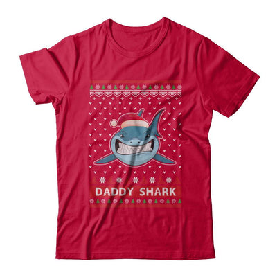 Santa Hat Daddy Shark Ugly Christmas Sweater-T-Shirt & Sweatshirt-Classic T-Shirt-Red