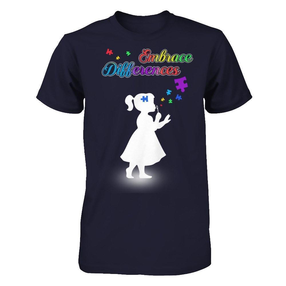 Autism Awareness Embrace Differences-T-Shirt & Hoodie-Premium T-Shirt-Midnight Navy