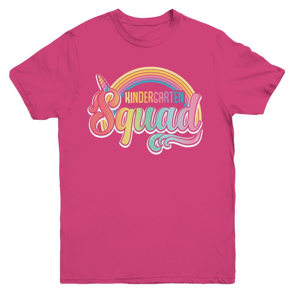 Kindergarten Squad Cute Rainbow Unicorn Back To School Youth-Youth Shirt-Youth T-Shirt-Heliconia
