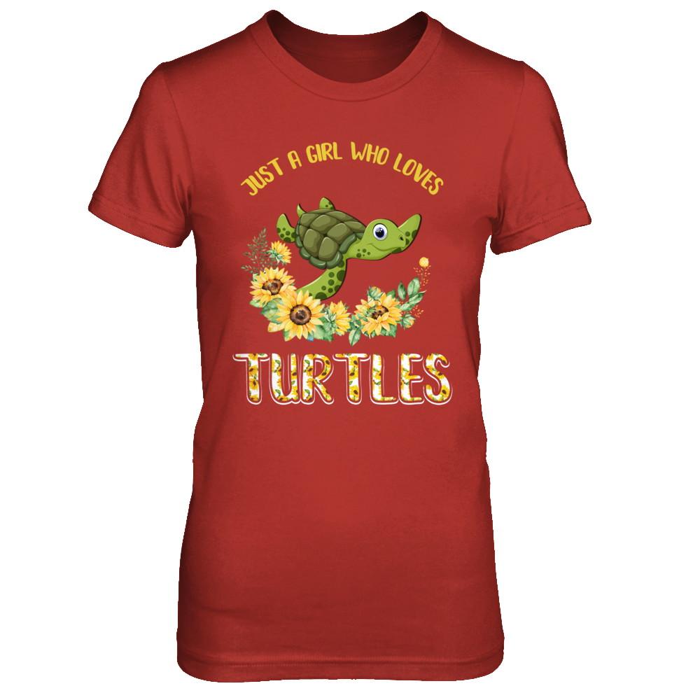 Just A Girl Who Loves Turtles And Sunflowers-T-Shirt & Hoodie-Women's T-Shirt-Red
