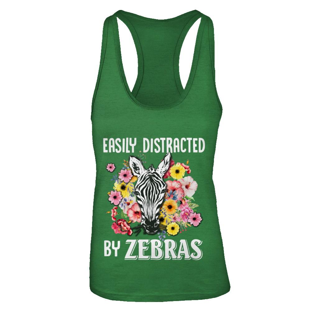 Easily Distracted By Zebras-T-Shirt & Tank Top-Women's Ideal Racerback Tank-Kelly Green
