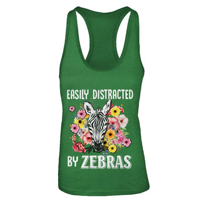 Easily Distracted By Zebras-T-Shirt & Tank Top-Women's Ideal Racerback Tank-Kelly Green